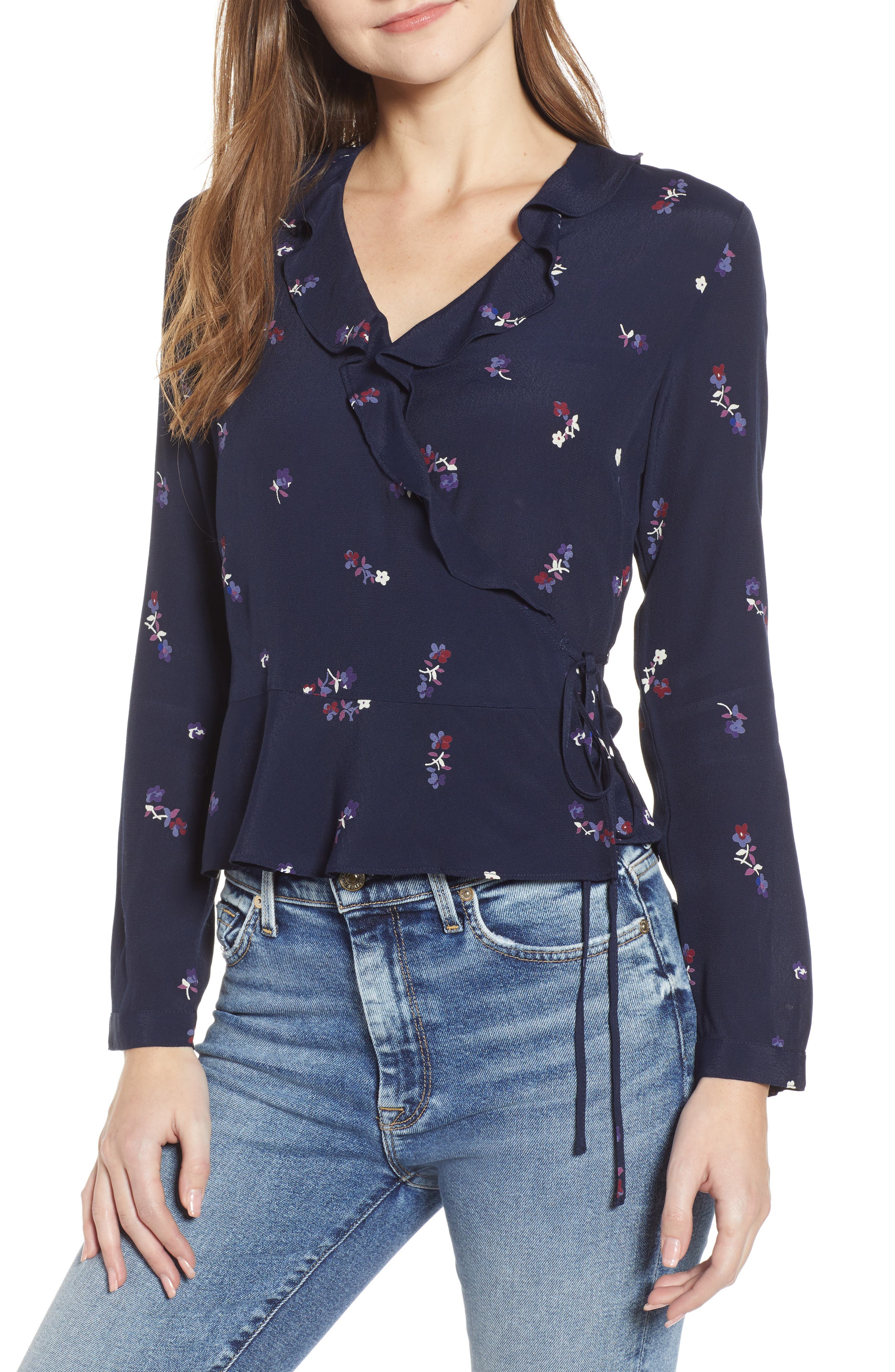 ruffle wrap blouse