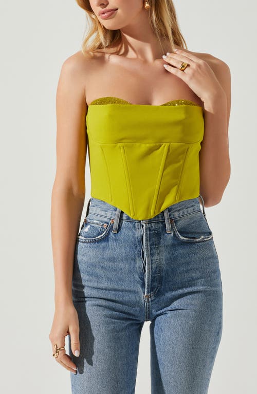 Shop Astr The Label Shanna Strapless Corset Top In Lime Green