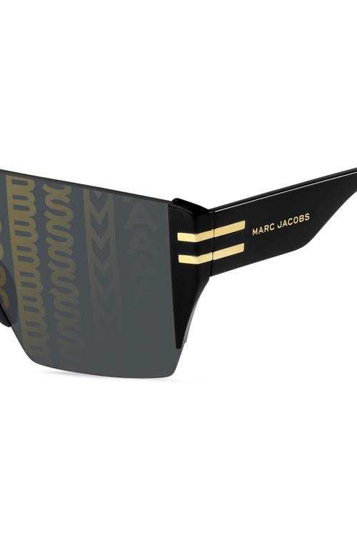 Shop Marc Jacobs 99mm Shield Sunglasses In Gold Pattern Black/gold Decor