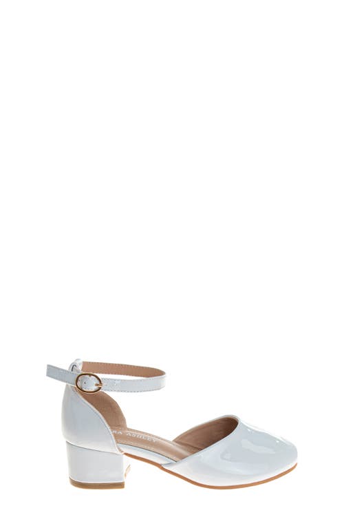 Laura Ashley Kids' Ankle Strap Block Heel Pump In White Patent