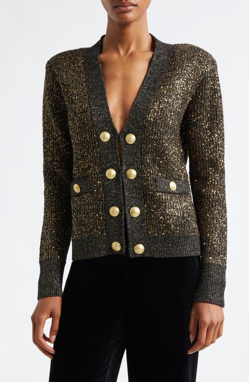 Shop L Agence L'agence Jinny Sequin Cardigan In Black/gold Sequin