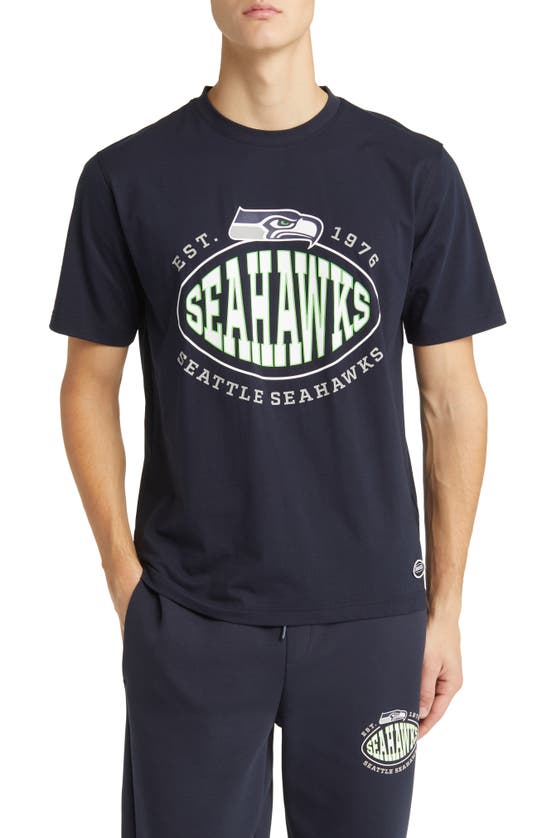 Shop Hugo Boss Boss X Nfl Stretch Cotton Graphic T-shirt In Seattle Seahawks Dark Blue