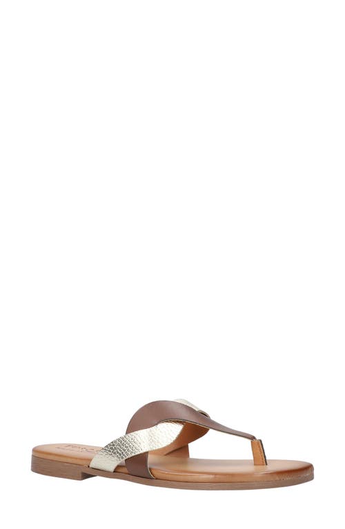 TUSCANY by Easy Street Abriana Flip Flop in Brown /Gold Faux Leather