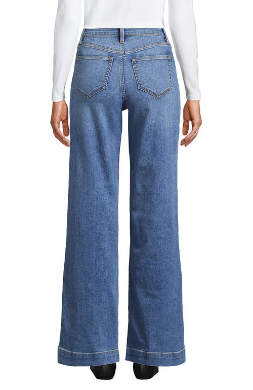 Lands' End Recover High Rise Wide Leg Blue Jeans In Beau Blue