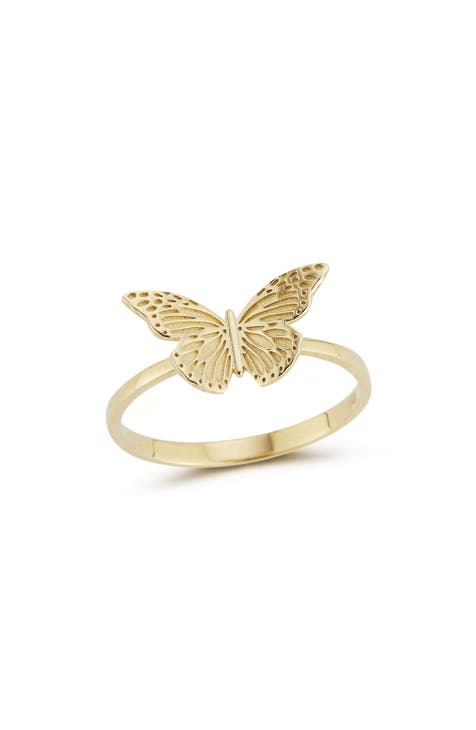 14K Gold Butterfly Ring