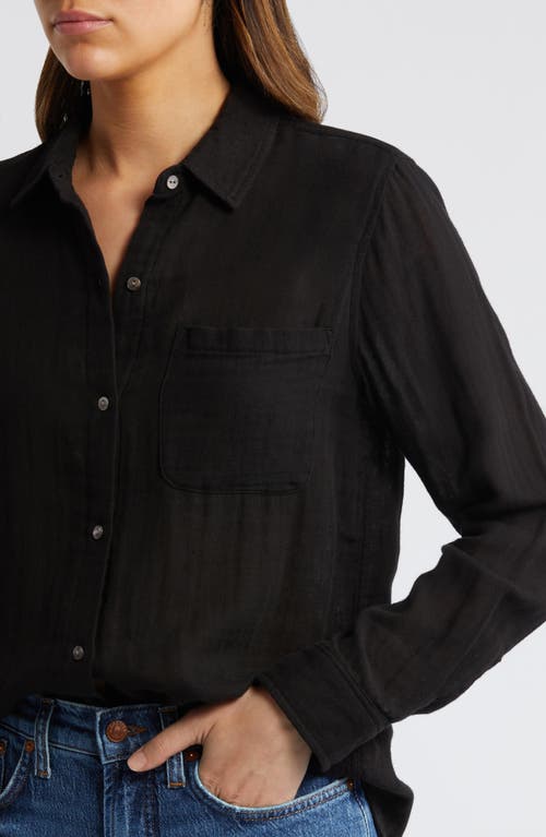 Shop Rails Ellis Cotton Gauze Button-up Shirt In Black