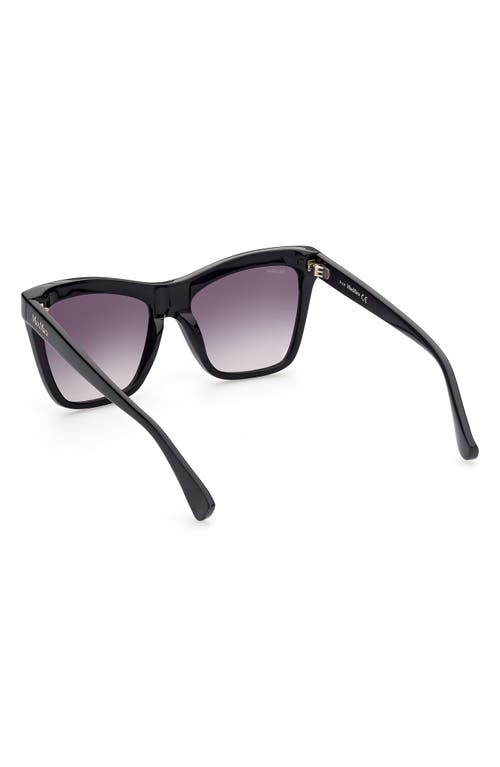 Shop Max Mara 55mm Geometric Sunglasses In Shiny Black/gradient Smoke