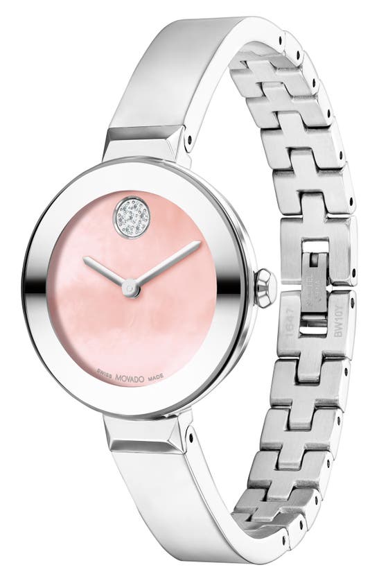 Shop Movado Bold Bangle Watch, 28mm In Pink Mother Of Pearl