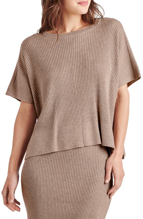 Shop Splendid Georgie Short Sleeve Rib Sweater In Tawny Heather