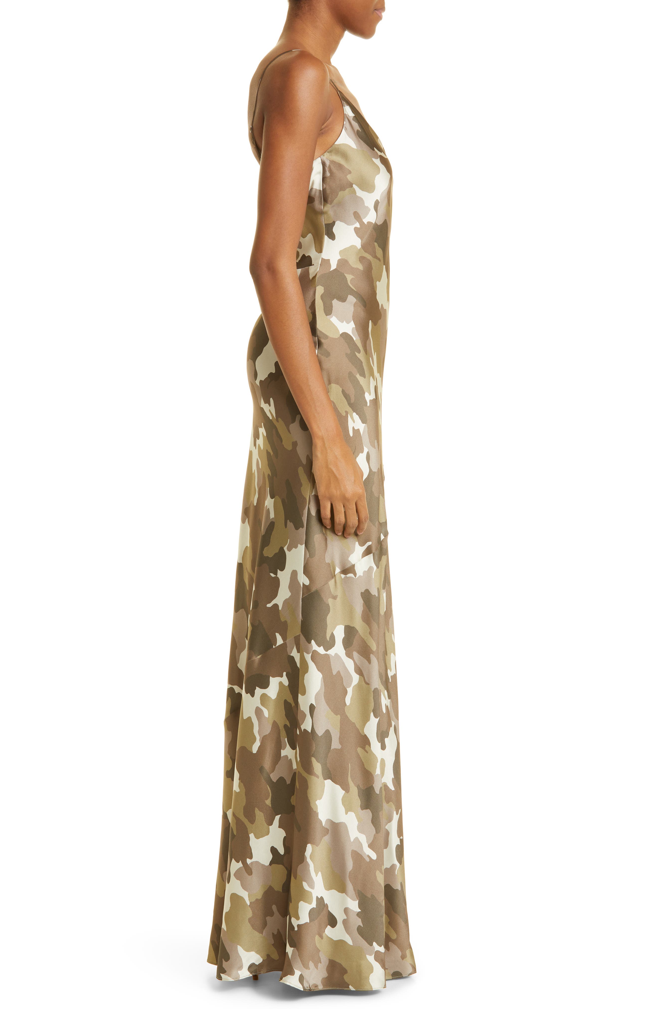 L'AGENCE Serita Camo Print Silk Maxi 