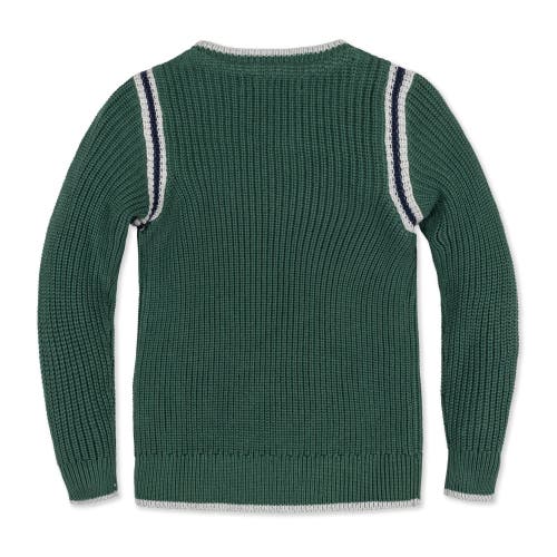 Hope & Henry Boys' Organic Sporty Crew Neck Sweater, Kids In Collegiate Green