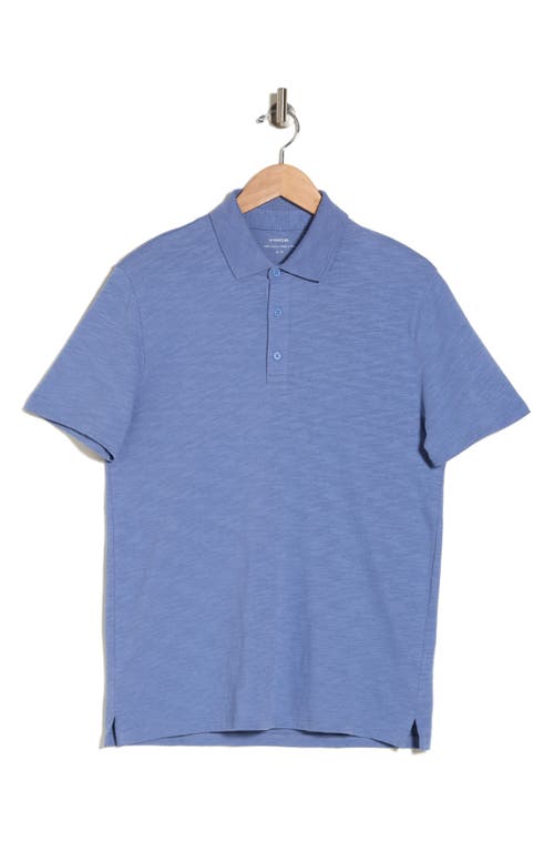 Shop Vince Short Sleeve Slub Polo In Colony Blue