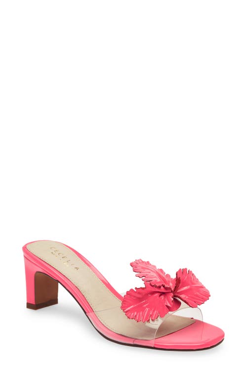 Cecelia New York Park Ave Leather Flower Sandal in Pink