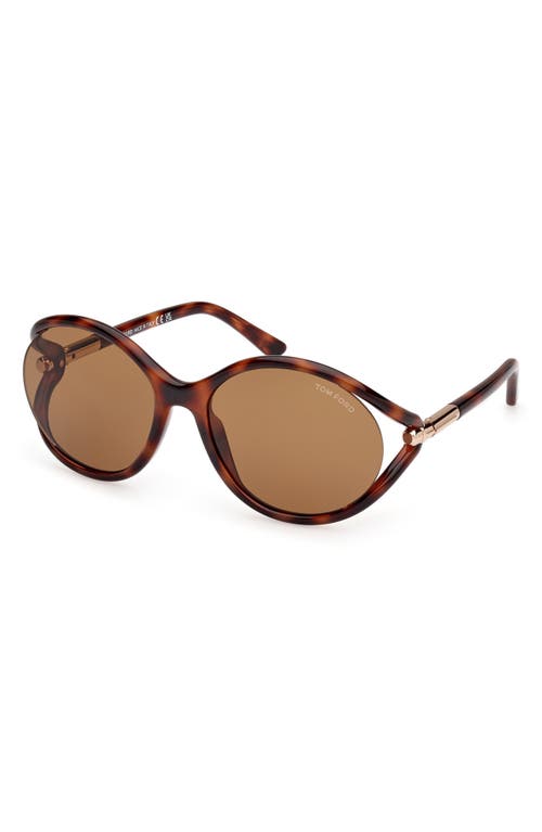 Shop Tom Ford Melody 59mm Round Sunglasses In Shiny Blonde Havana/brown