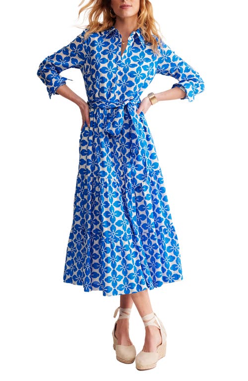 Shop Boden Paisley Tiered Shirtdress In Indigo Bunting Floral Tile