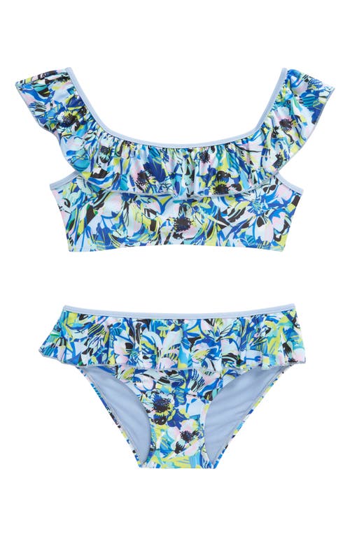 Boardies Kids' Amelia Ruffle Two-Piece Swimsuit in Blue at Nordstrom, Size 13