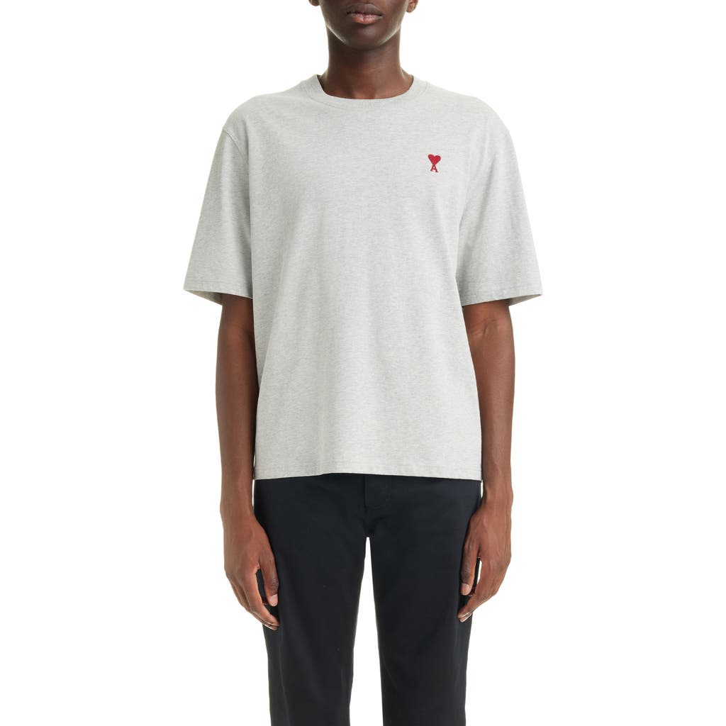 Shop Ami Alexandre Mattiussi Ami Paris Ami De Coeur Organic Cotton T-shirt In Heather Ash Grey/0951