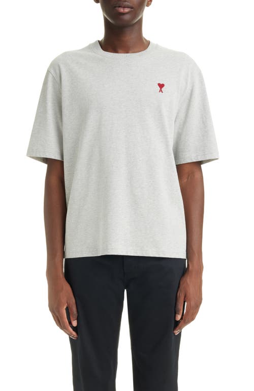 Shop Ami Alexandre Mattiussi Ami Paris Ami De Coeur Organic Cotton T-shirt In Heather Ash Grey/0951