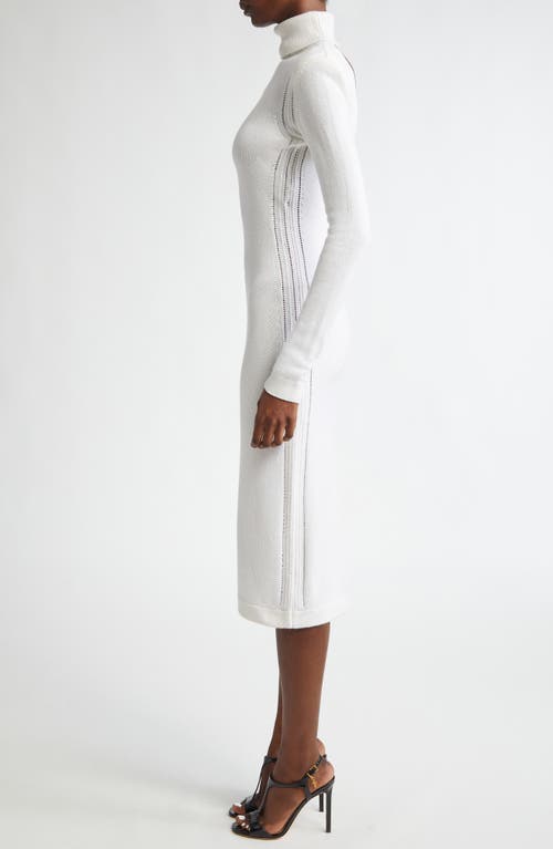 Tom Ford Turtleneck Long Sleeve Cashmere Sweater Dress In Off White