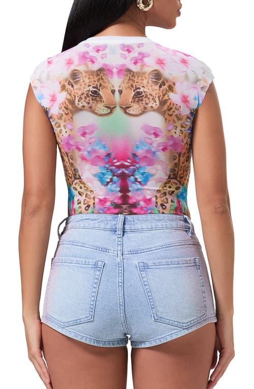 Shop Afrm Nina Watercolor Leopard Print Mesh T-shirt In Falling Petal