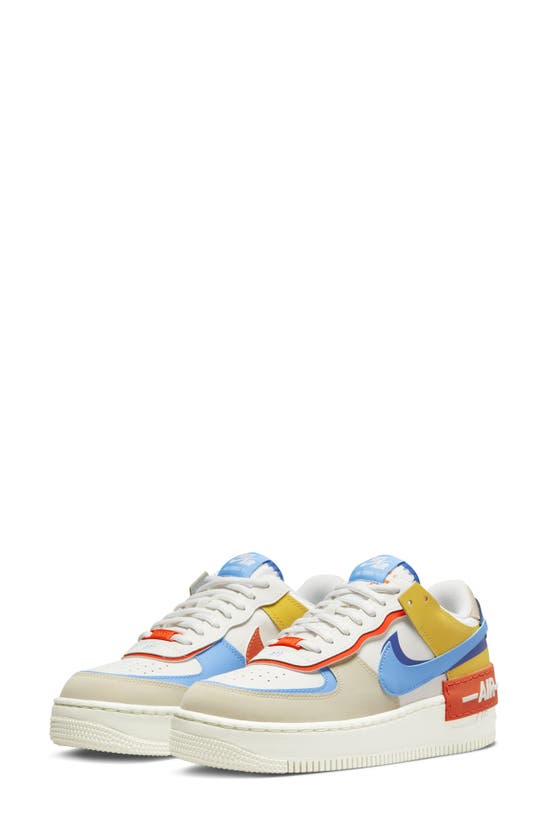Nike Air Force 1 Shadow Sneaker In Sail/ Royal/ Orange/ Blue