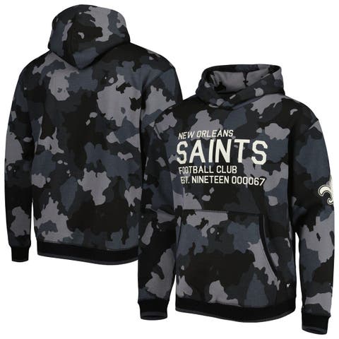 Youth Black New Orleans Saints Retro Color Block Pullover Hoodie