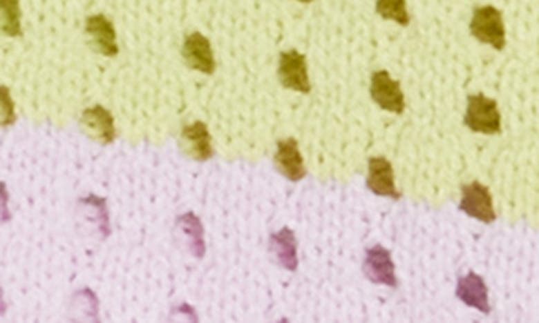 Shop Design History Kids' Colorblock Open Stitch Crop Cardigan In Vanilla Multi