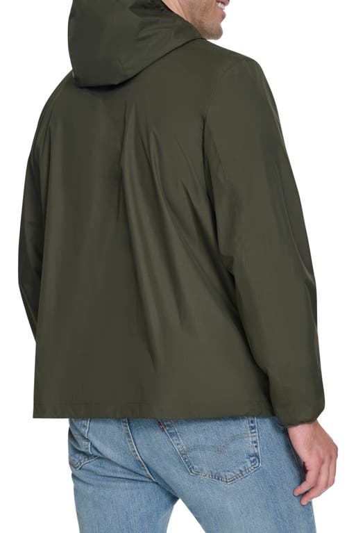 Shop Levi's Water Resistant Hooded Rain Jacket In Olive