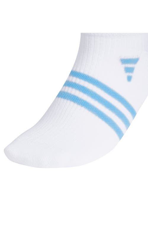 Shop Adidas Originals Adidas 6-pack Superlite No Show Performance Socks In White/blue/grey