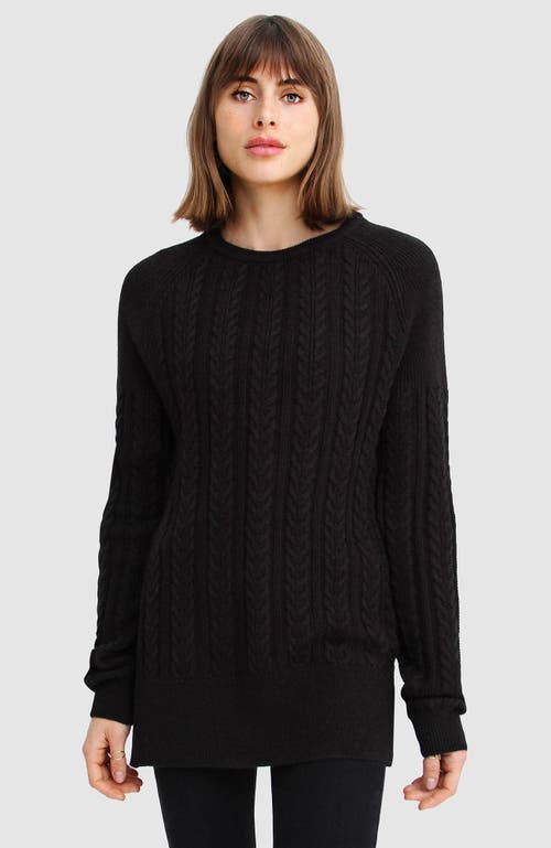 Belle & Bloom At Last Cable Knit Jumper With Slit In Black