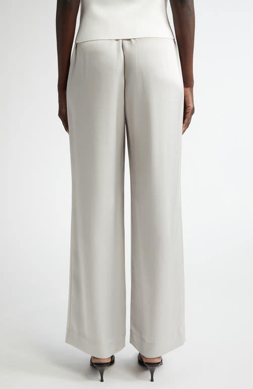 St John Satin Crepe Wide-leg Trouser Pants With Button Detail In Platinum