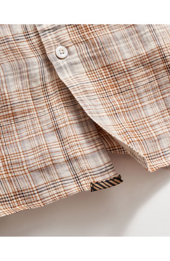 Shop Billy Reid Wilson Line Plaid Linen Button-up Shirt In British Khaki/ Silver