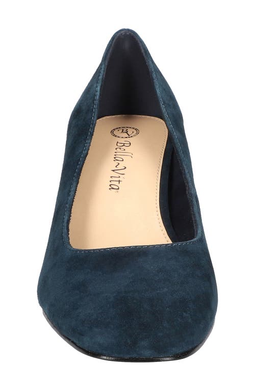 Shop Bella Vita Jillian Square Toe Pump In Navy Kidsuede Leather
