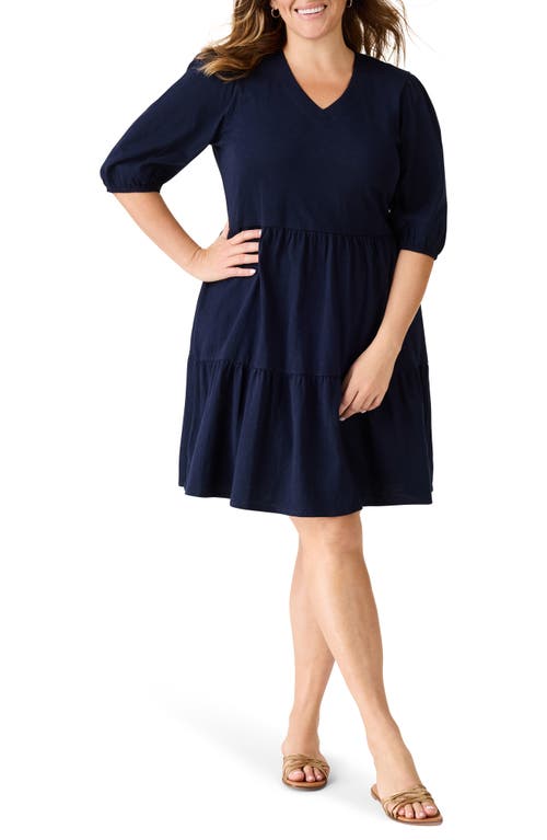 NZT by NIC+ZOE V-Neck Tiered Dress Dark Indigo at Nordstrom,