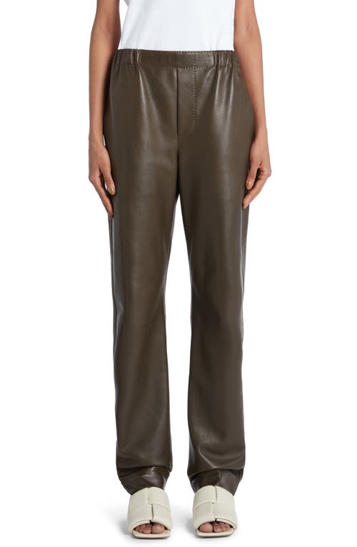 Napa Leather Straight Leg Pants in Olive