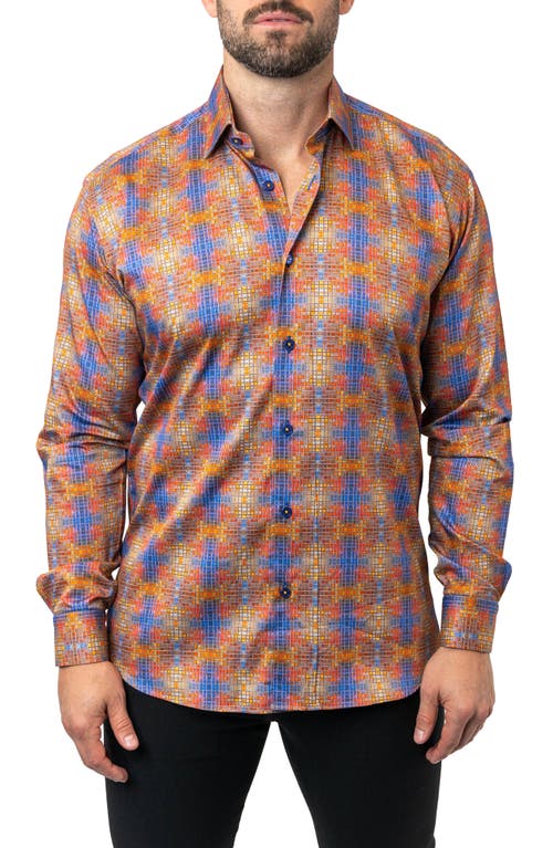 Maceoo Fibonacci Stretchcrosstile Performance Button-Up Shirt Brown at Nordstrom,