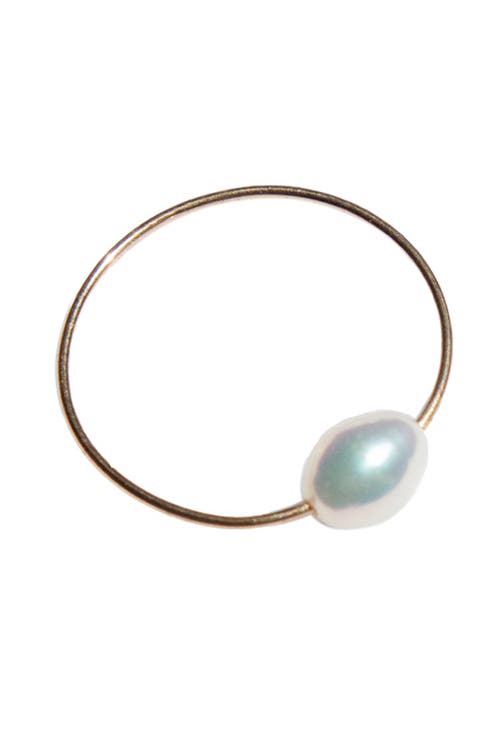 Shop Seree Eden Freshwater Pearl Skinny Gold Ring In White