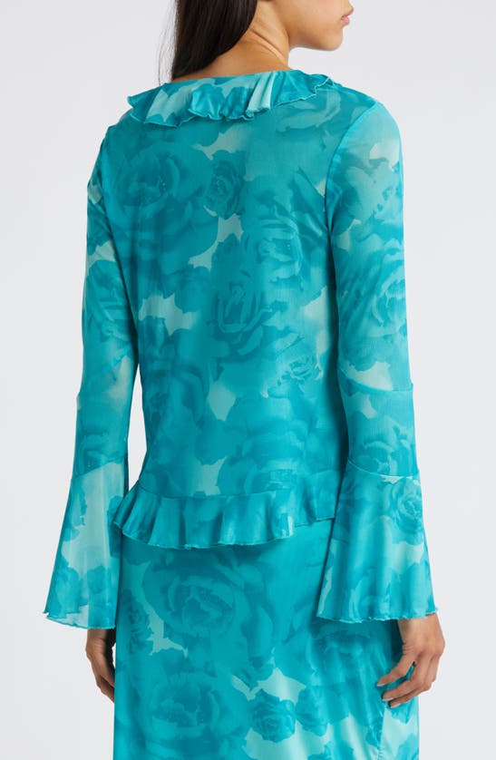 Shop Something New Coco Ruffle Tie Front Top In Ceramic Aopcoco Print
