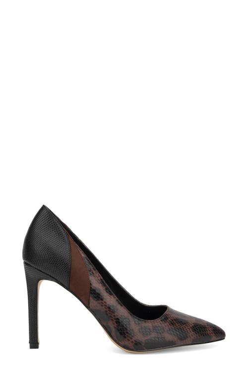 New York And Company Madison Leopard Reptile Embossed Pump In Black/brown
