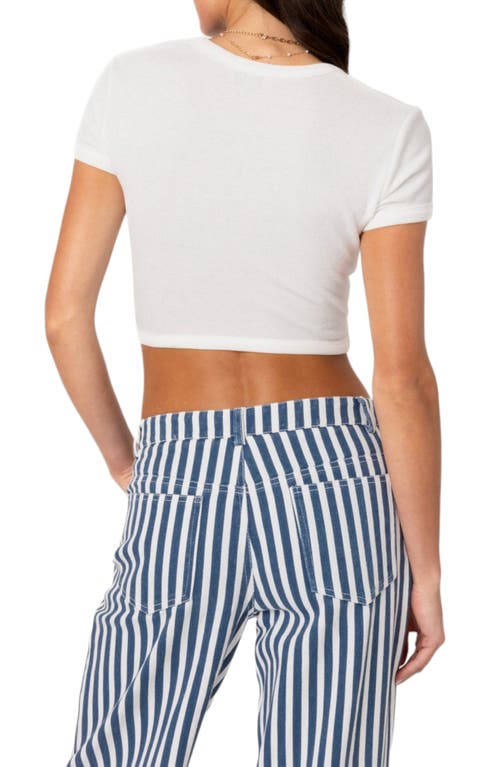 Shop Edikted Dez Crisscross Waffle Knit Crop Top In White