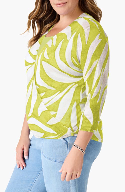 Shop Nic + Zoe Nic+zoe Meadow Mix 4-way Linen Blend Convertible Cardigan In Green Multi