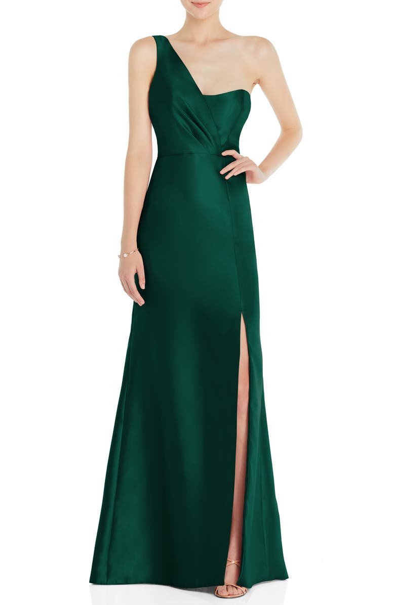 Alfred Sung One-Shoulder Satin Twill Trumpet Gown | Nordstrom