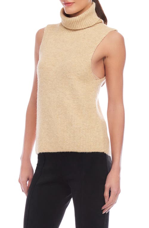 Fifteen Twenty Kelli Rib Sleeveless Turtleneck Sweater In Oatmeal