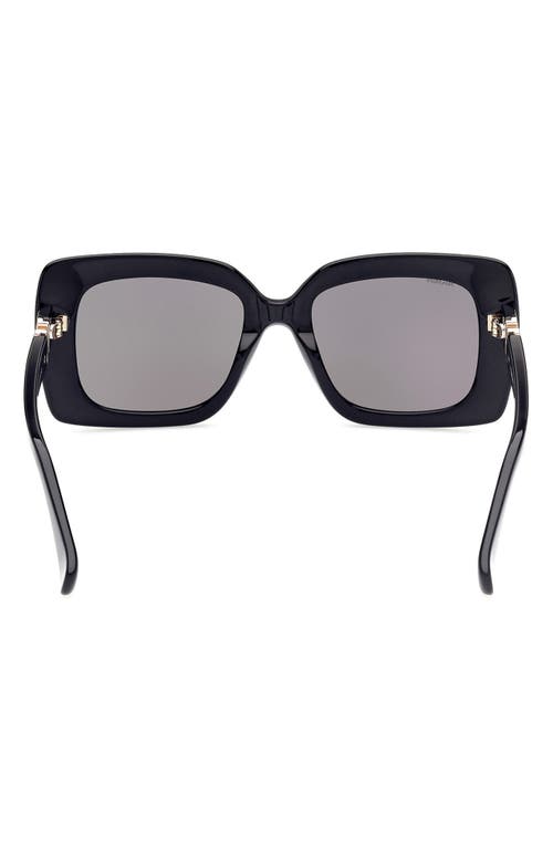 Shop Max Mara 54mm Rectangular Sunglasses In Black/smoke