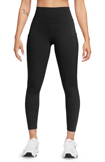 Nike Women's One High-waisted 7/8 Leggings With Pockets In Black/black