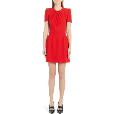 Alexander Mcqueen Pleated Leaf Crepe Minidress, US / 44 IT - Red