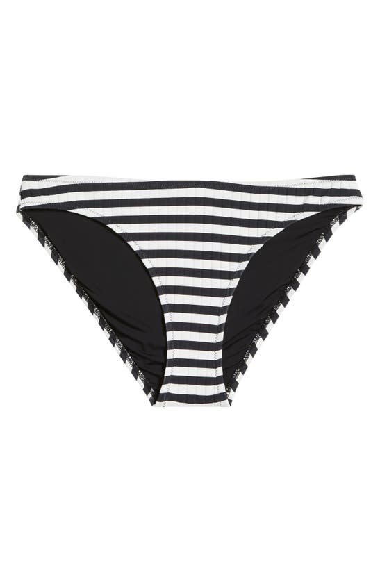 Shop Solid & Striped Elle Stripe Bikini Bottoms In Blackout X Marshmallow
