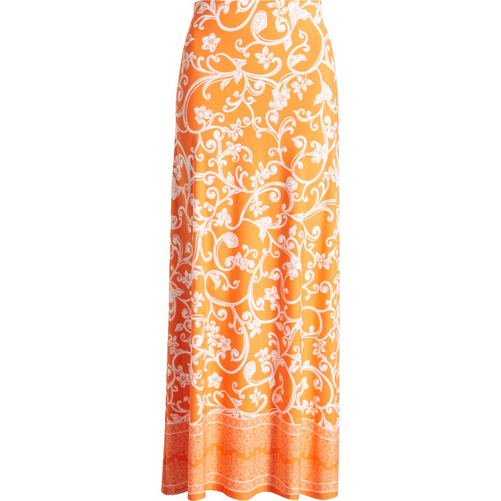 Vince Camuto Floral Print Maxi Skirt In Orange