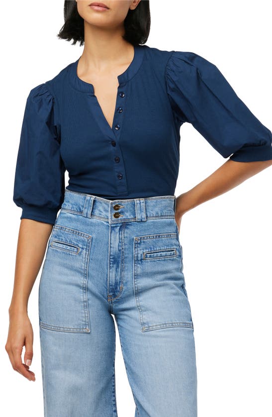 Shop Joe's The Lena Mixed Media Top In Pageant Blue