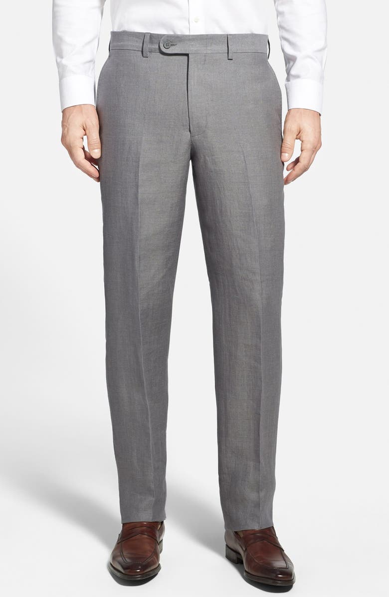 Linea Naturale Updated Flat Front Linen Trousers | Nordstrom
